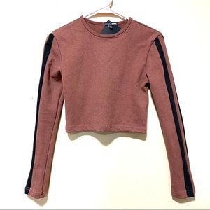 New Without Tag Fashion Nova Long Sleeve Crop Top with stripes on the sleeves